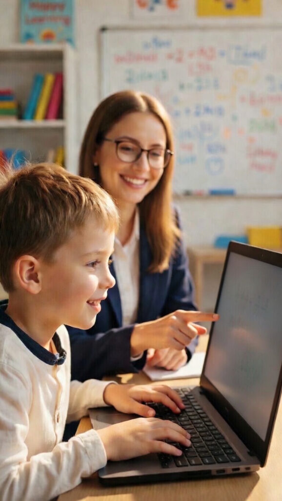 Tutor helping a young student with schoolwork at EasyLearning121 Chelmsford